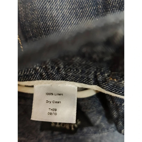 Talbots Chambray Blue 100% Linen Straight Leg Mid Rise Pants Size 8 - Picture 8 of 8